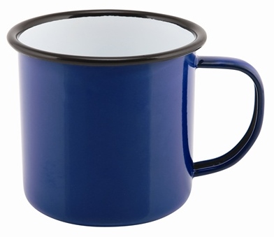 36cl BLUE Enamel Mug with Black Rim