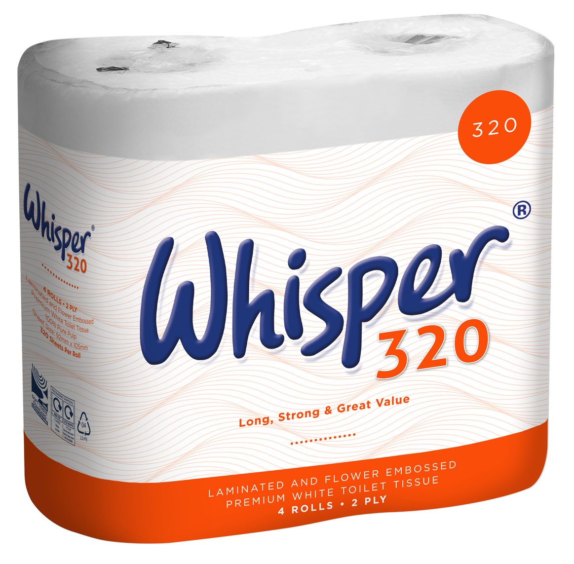 Whisper 320 Sheet Toilet Roll
