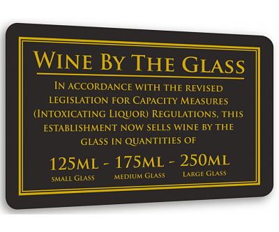 Wine By The Glass Mwasure Sign 125-175-250ml