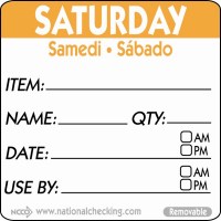 SATURDAY Removable Day Label