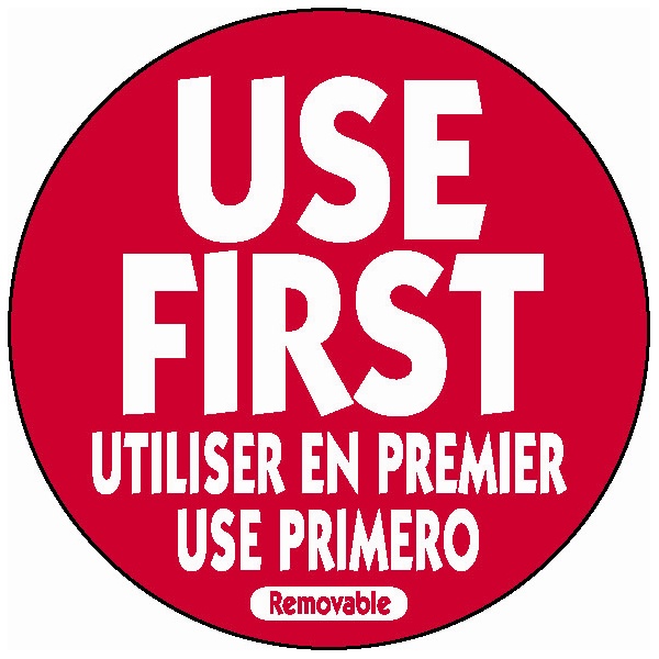 Removable 'USE FIRST' Red Label